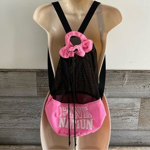 PINK Victoria’s Secret half-mesh drawstring backpack gym, laundry, beach, school